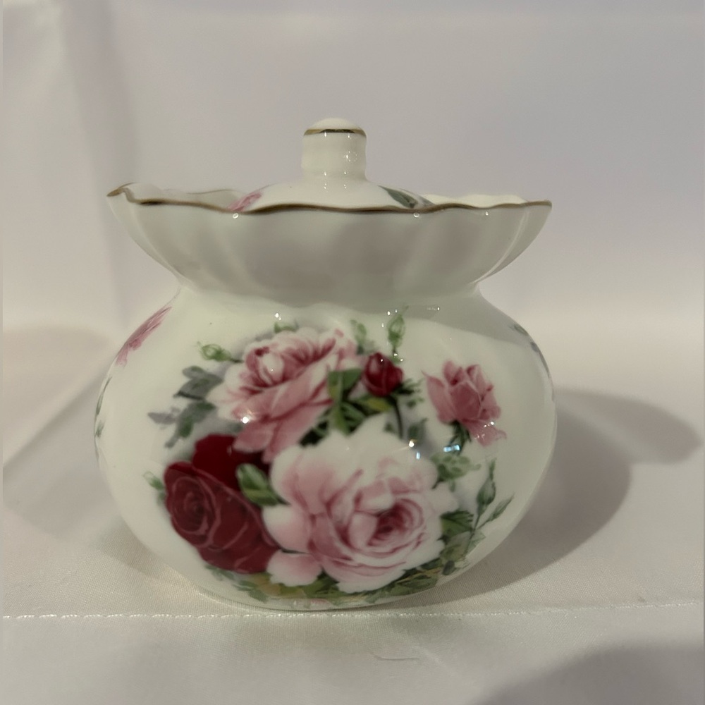 Vintage Fine Bone China Sugar Bowl with Lid